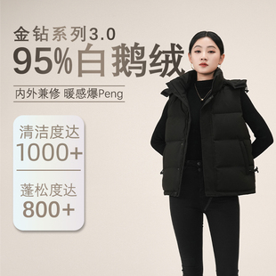 95%白鹅绒2024冬新款黑色韩版室内羽绒马甲女短款加厚款背心马夹