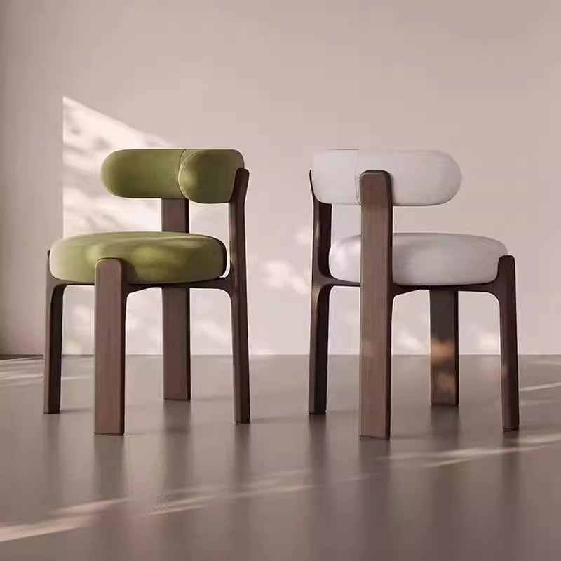 中古高档软包复古椅子家用餐厅中式耐用靠背椅简约化妆实木餐椅子