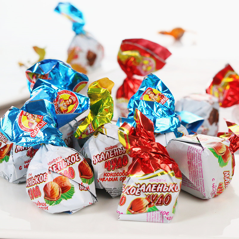 正宗俄罗斯进口大榛子奶罐糖斯拉夫夹心整颗榛仁巧克力糖果零食