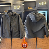 男士 防风轻奢冬季 夹克外套 户外冲锋衣连帽加棉时尚 欧洲站秋冬新款