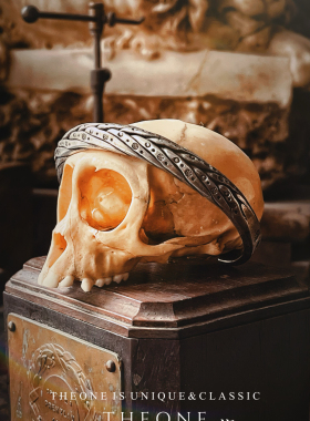 THEONE罕见古董孤品德国纯手工锻打纯银编制手镯复古粗犷骑士风格