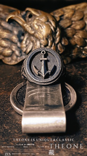 THEONE罕见古董孤品英国纯手工纯银海军船锚戒指海魂风绅士指环