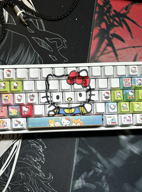 HelloKitty三款键帽侧刻透光适配Wootingez63made68美加狮rs7雨75