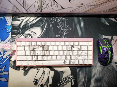 二次元线稿风侧刻字透键帽适配wootingez63made68夜魔rs7迈从87等