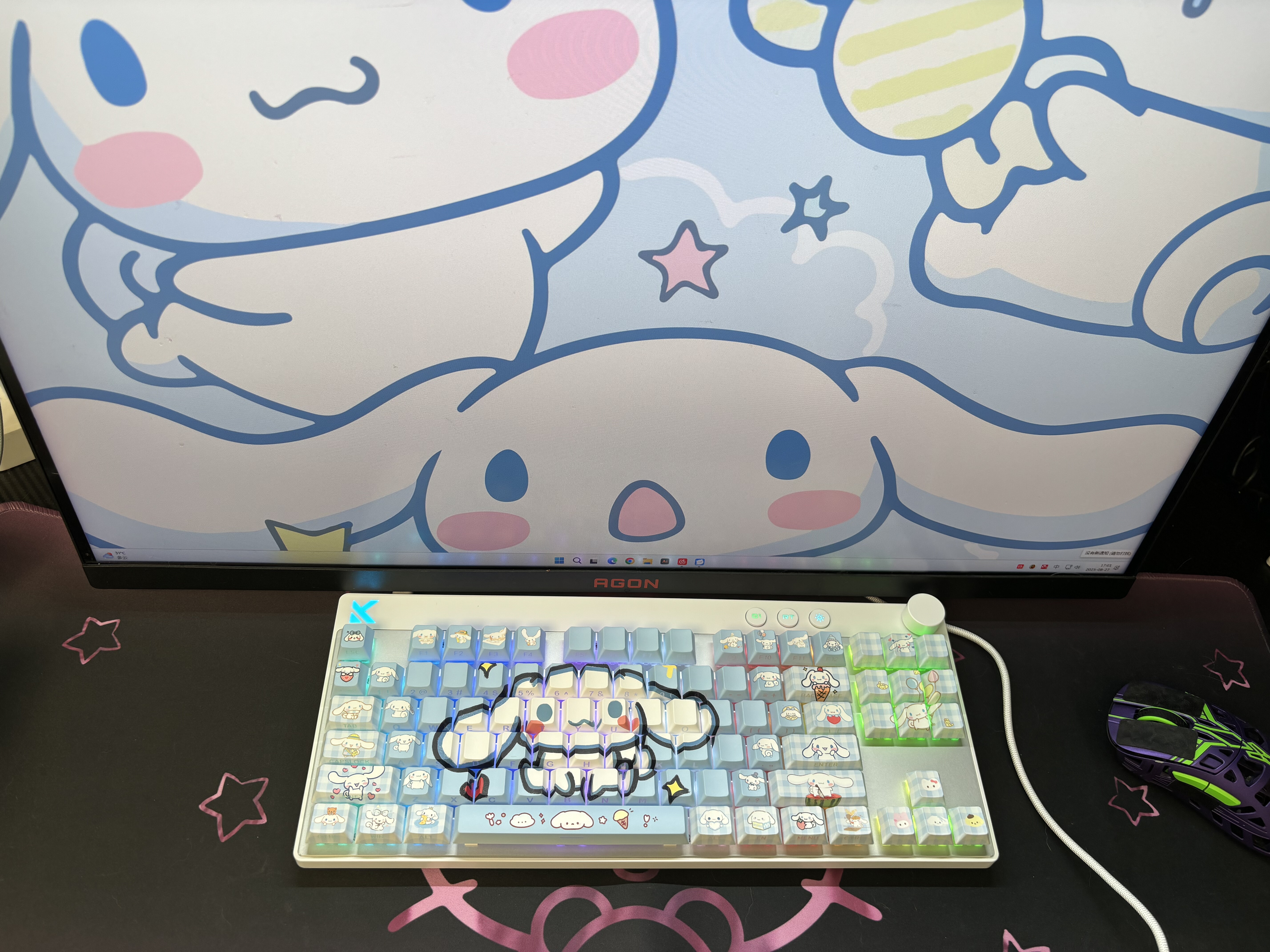 玉桂狗主题侧刻字透键帽 适配Wooting Ez63made68 84夜魔迈从87等