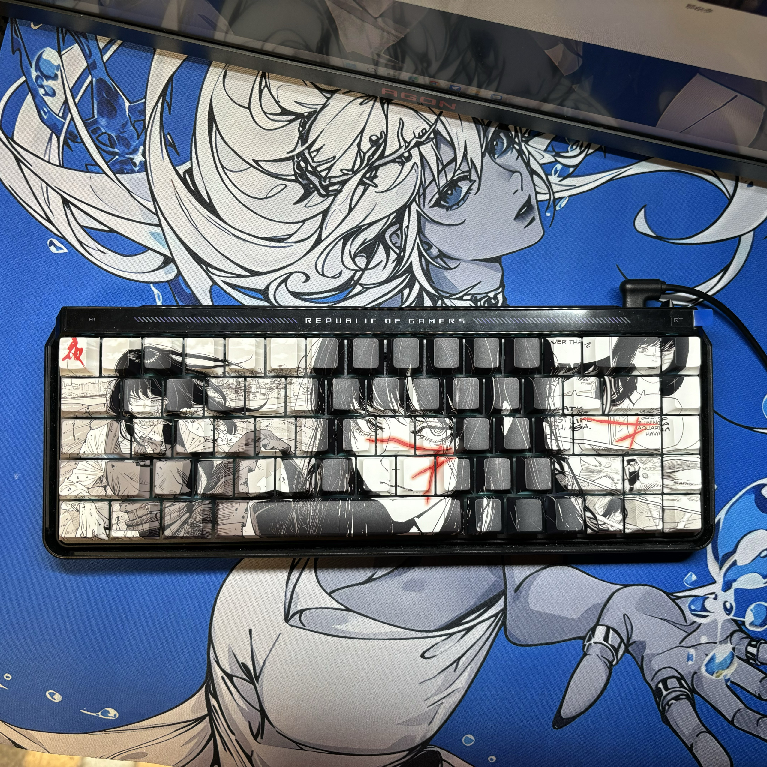 电锯人三鹰朝侧刻透光键帽原厂适配wootingez63mad68rs7迈从87等