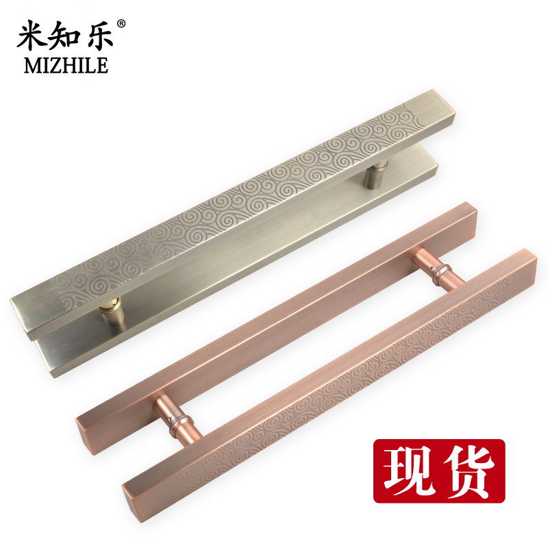 仿古铜logo个性定制钢化玻璃门