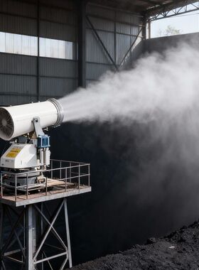 宁夏水泥厂原料棚60米远程射雾器 ZWP-60型智能防爆除尘雾炮机