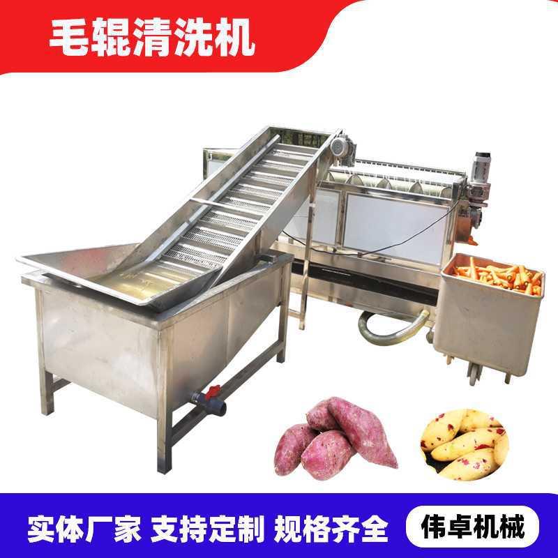 生姜红薯地瓜土豆洋葱快速清洗去皮全自动毛辊清洗去皮全套流水线