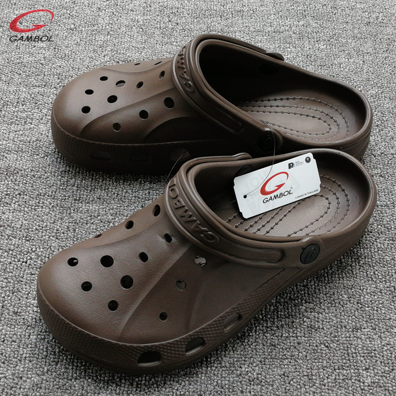 泰国进口GAMBOL软底居家洞洞鞋男网红外穿防滑防水防滑沙滩凉拖鞋