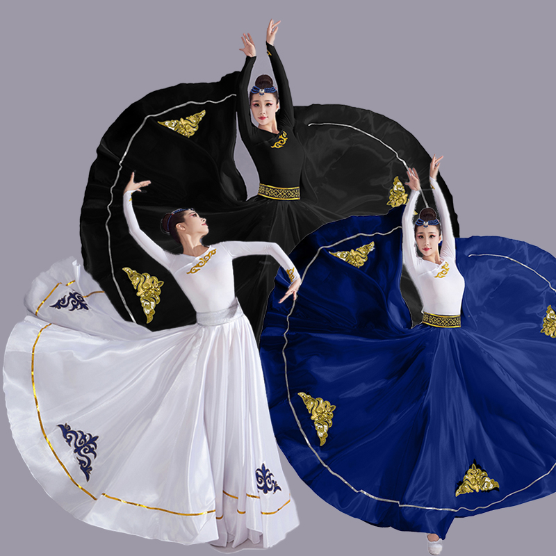 蒙古族舞蹈演出服女练功服大摆裙