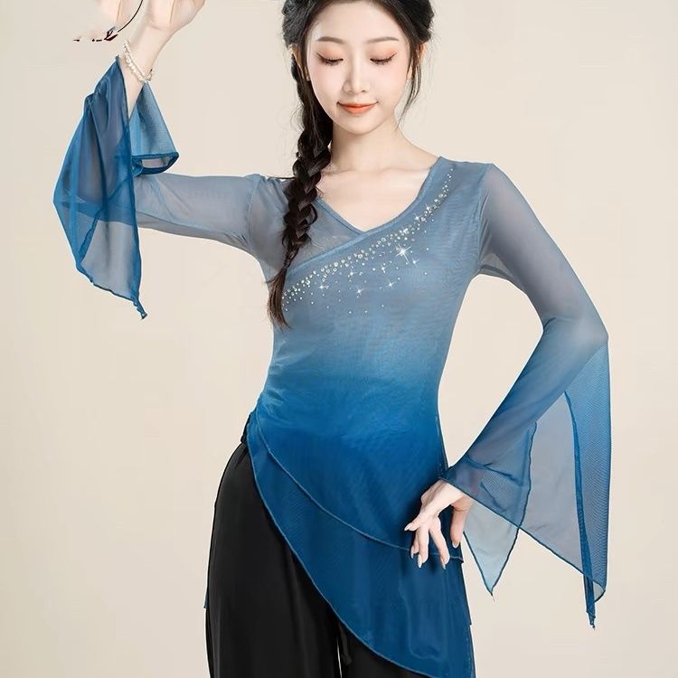 古典舞服装渐变纱衣练功服女上衣