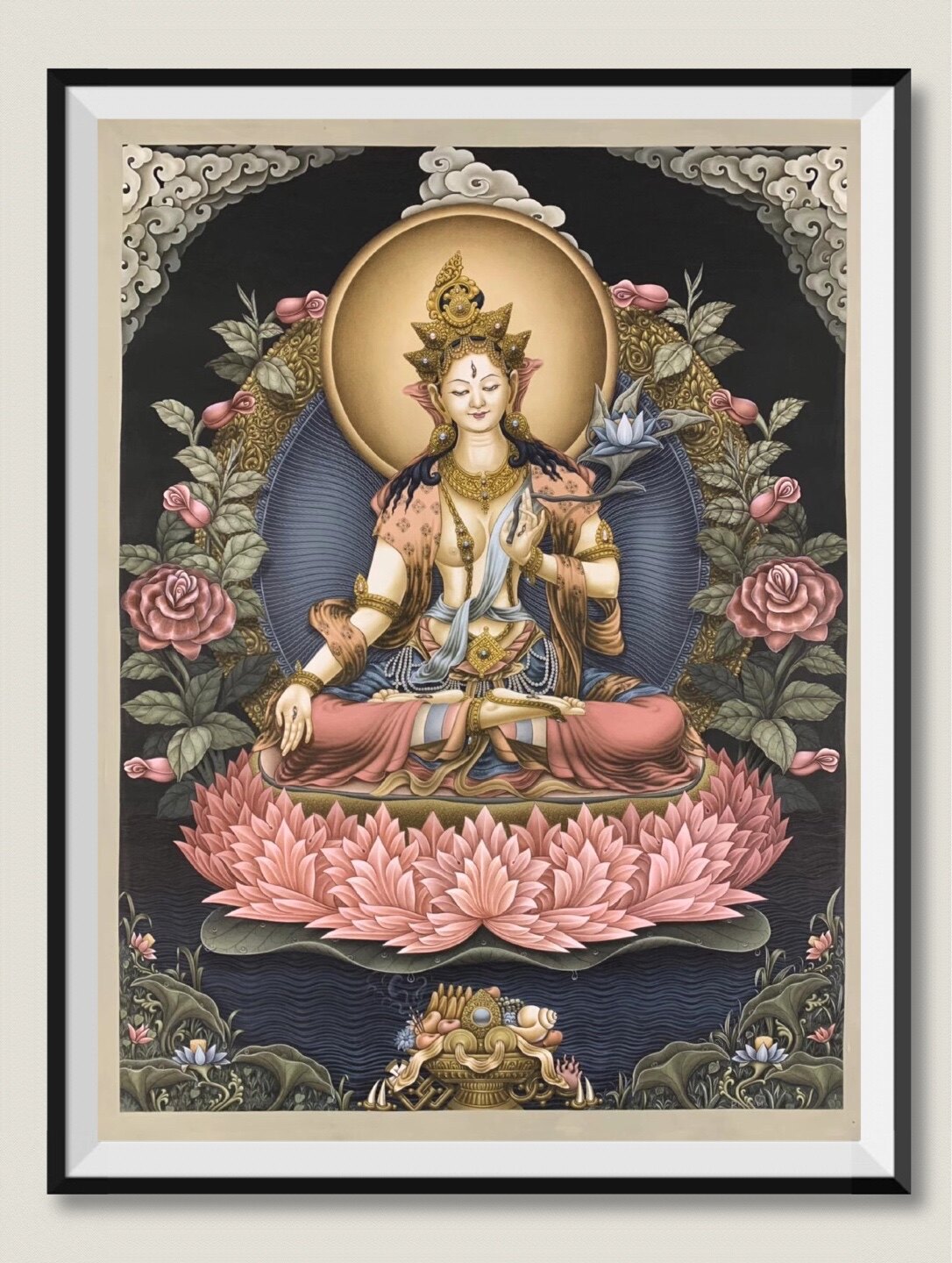 白度母纽瓦丽唐卡尼泊尔知名大师作品居家挂画纯金矿物质颜料手绘