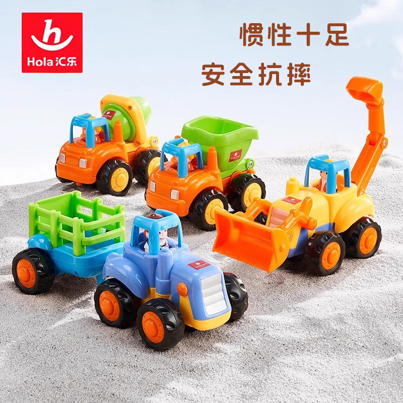 汇乐儿童玩具工程车仿真挖掘机模型挖土推土机惯性滑行男孩小汽车