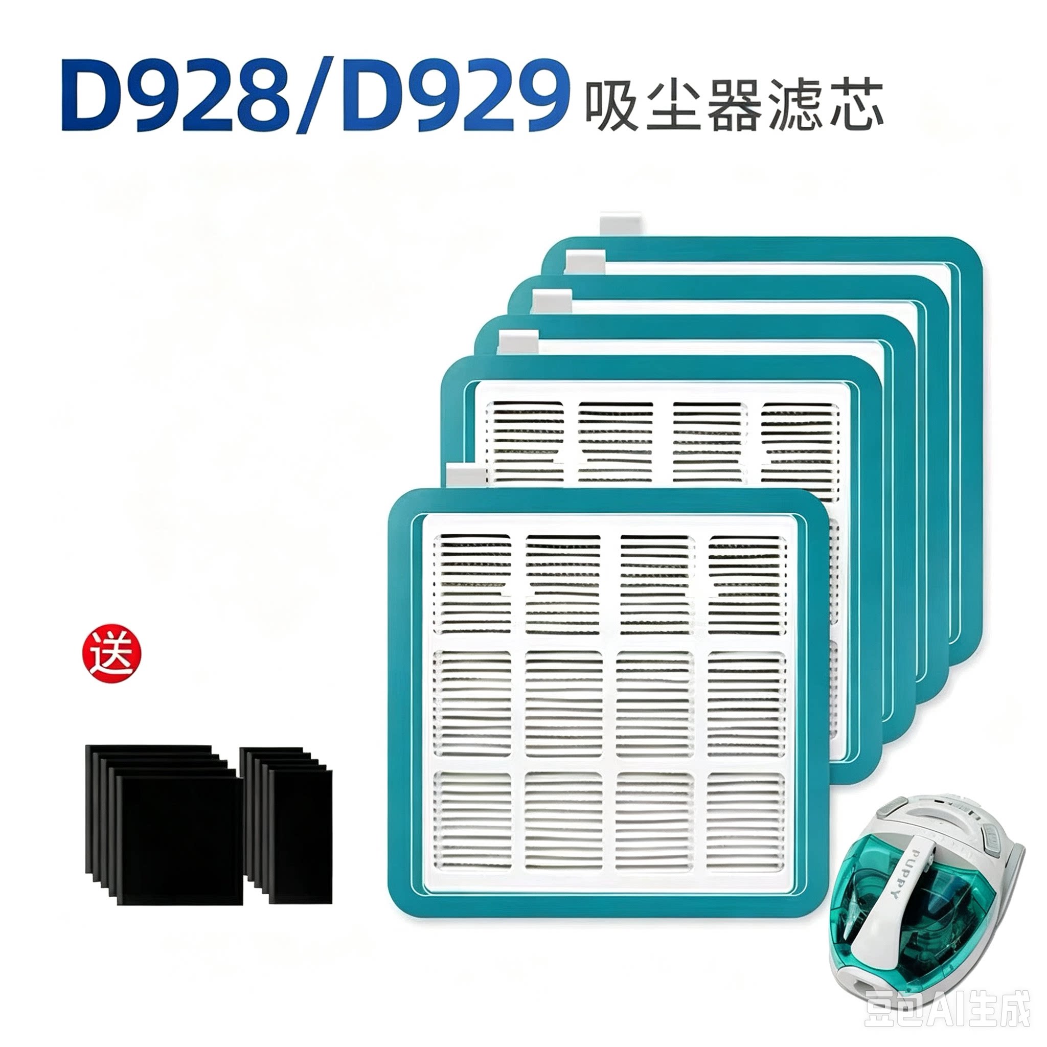 适用小狗吸尘器D928配件D929滤芯除尘进风过滤网海绵海帕套装
