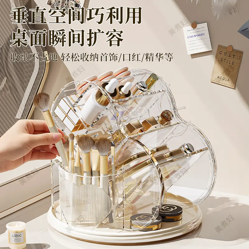 可旋转化妆品收纳盒桌面梳妆台护肤品多功能大容量置物高颜值HP