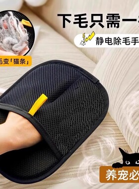 宠物除毛手套双向刷毛收集猫毛狗毛养宠家用地毯沙发静电除毛JR