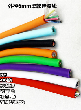 数据线Diy超软硅胶线材6芯USB手机PD100W快充电6A插头手工配件6mm