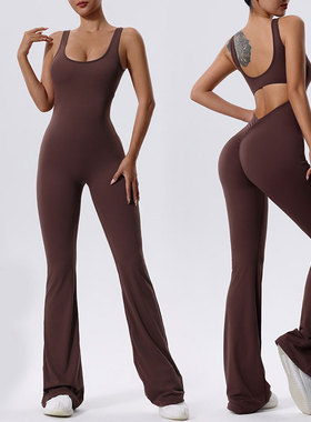 Bombshell同款裸感速干拉链美背连体瑜伽健身服训练运动紧身衣女