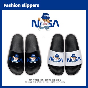 nasa联名潮牌小熊拖鞋男夏外穿家居情侣网红时尚防滑软底凉拖鞋女