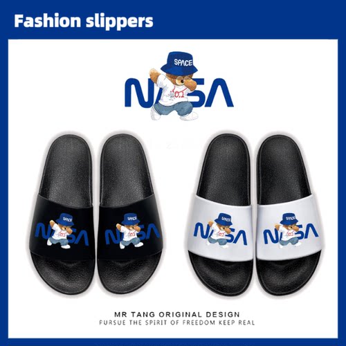 nasa联名潮牌小熊拖鞋男夏外穿家居情侣网红时尚防滑软底凉拖鞋女
