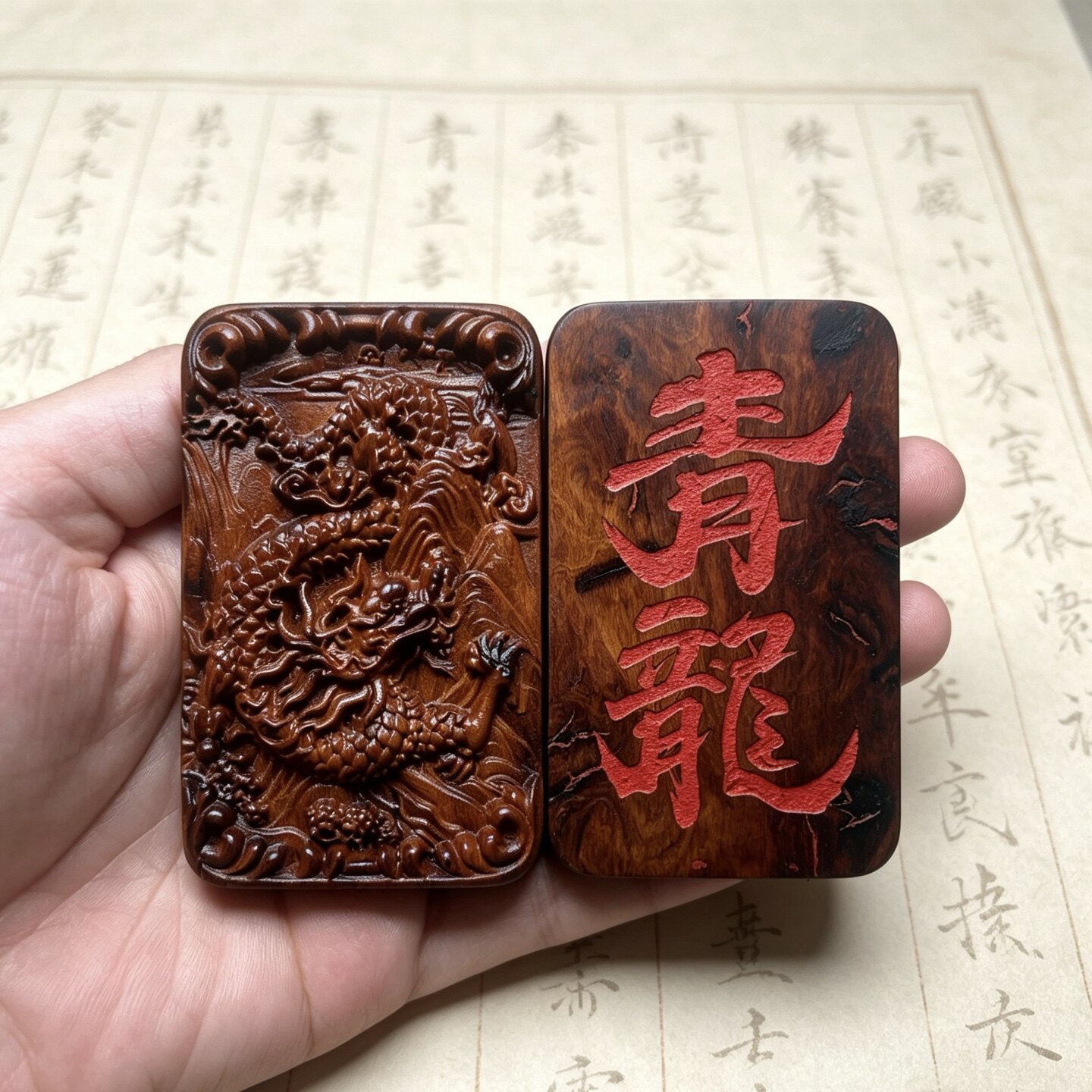 雷击枣木青龙挂牌道家龙纹木雕吊木雕