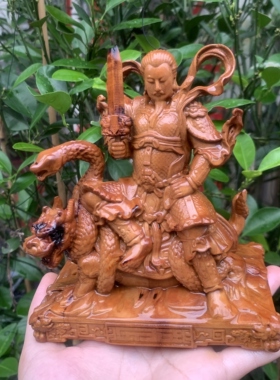 雷击枣木精雕真武大帝木雕玄天上帝道家文化家居装饰摆件荡魔天尊