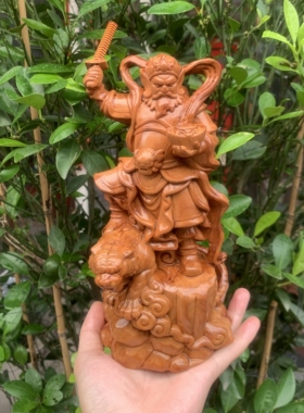 天然雷击枣木木雕赵公明武财神正一玄坛元帅神像神像家居供奉摆件