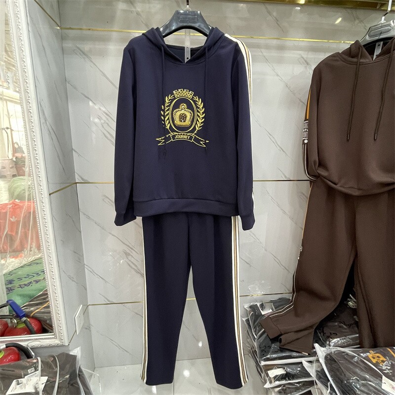 新旭翔8823b808时尚运动休闲套装女春长袖连帽卫衣套头高端两件套