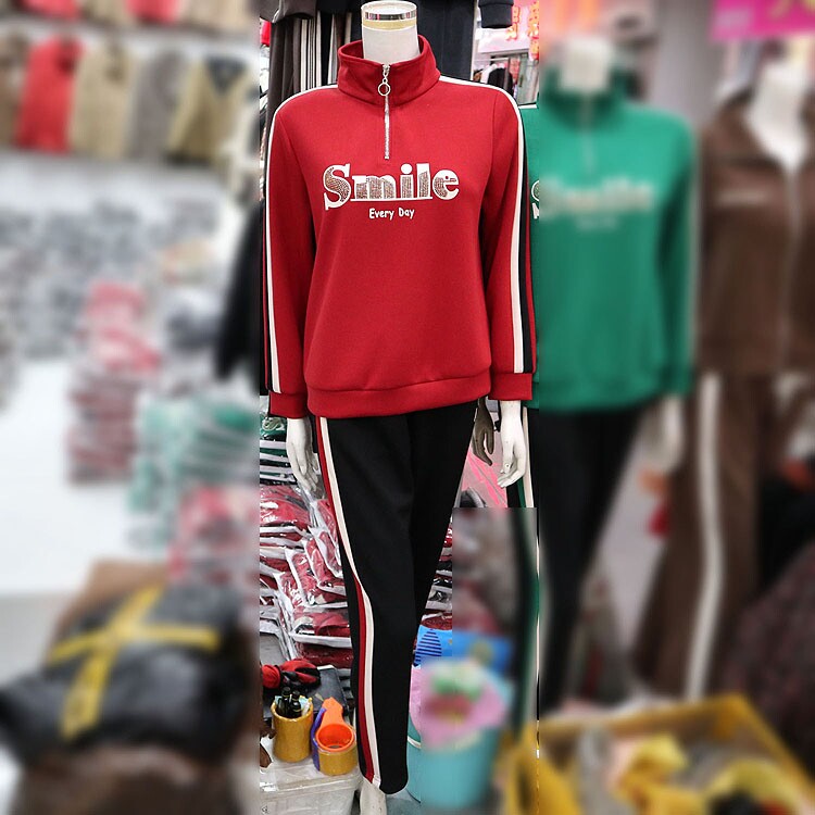 新旭翔8823a810妈妈春装运动服套装新款上衣中宽松休闲卫衣两件套