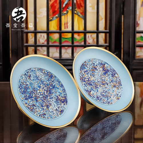 吾堂吾器黄铜珐琅彩供盘水果盘