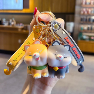 磁吸搞怪挂件卡通一起来贴贴柴犬钥匙扣挂件情侣书包公仔钥匙链挂
