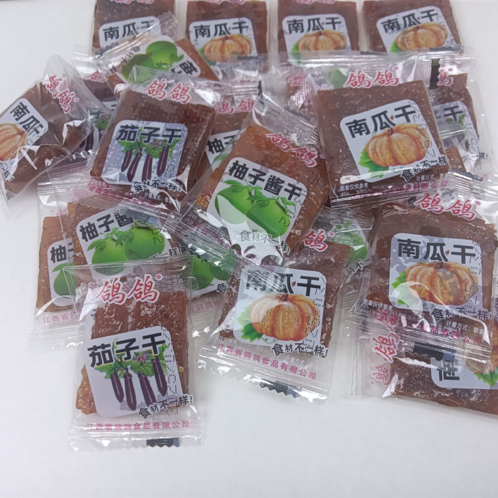 江西特产鸽鸽南瓜干茄子干柚子酱干500克休闲零食小吃小包装即食