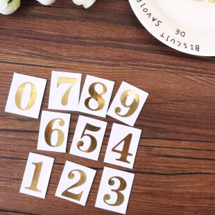 宴席桌卡席位卡数字贴 不干胶台卡号码 婚礼金色数字贴纸结婚用品