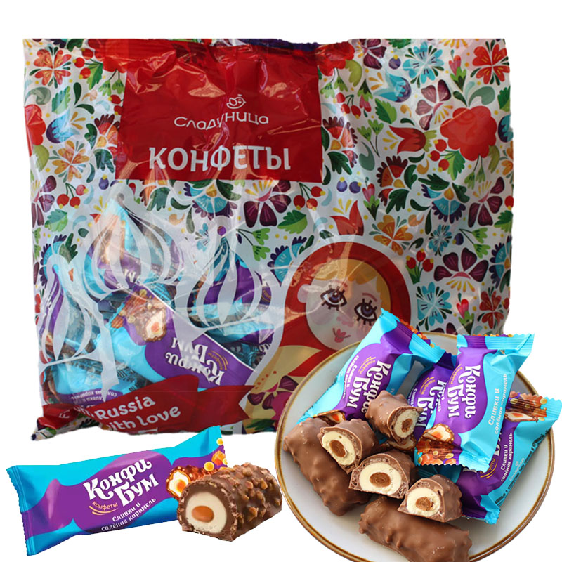 俄罗斯糖果原装进口俄宝多牌糕点颗粒巧克力夹心糖袋装喜糖年货