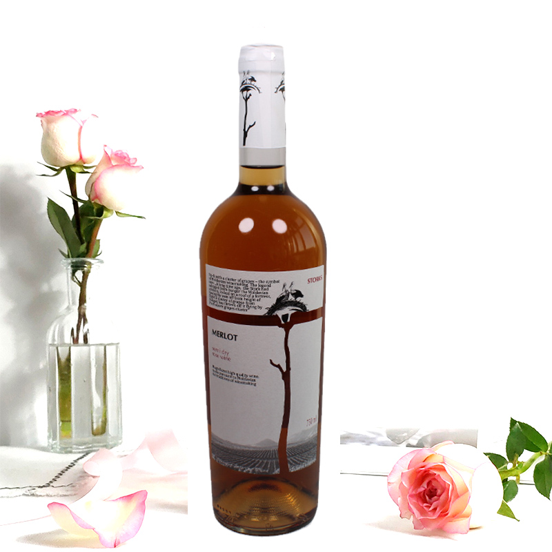 摩尔多瓦红酒进口梅洛玫瑰桃红粉干型葡萄酒750毫升女士网红饮品