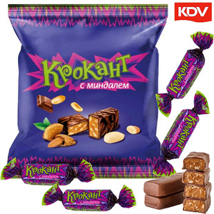 进口糖果巧克力杏仁夹心糖KDV紫皮糖婚庆网红新年喜糖 俄罗斯原装