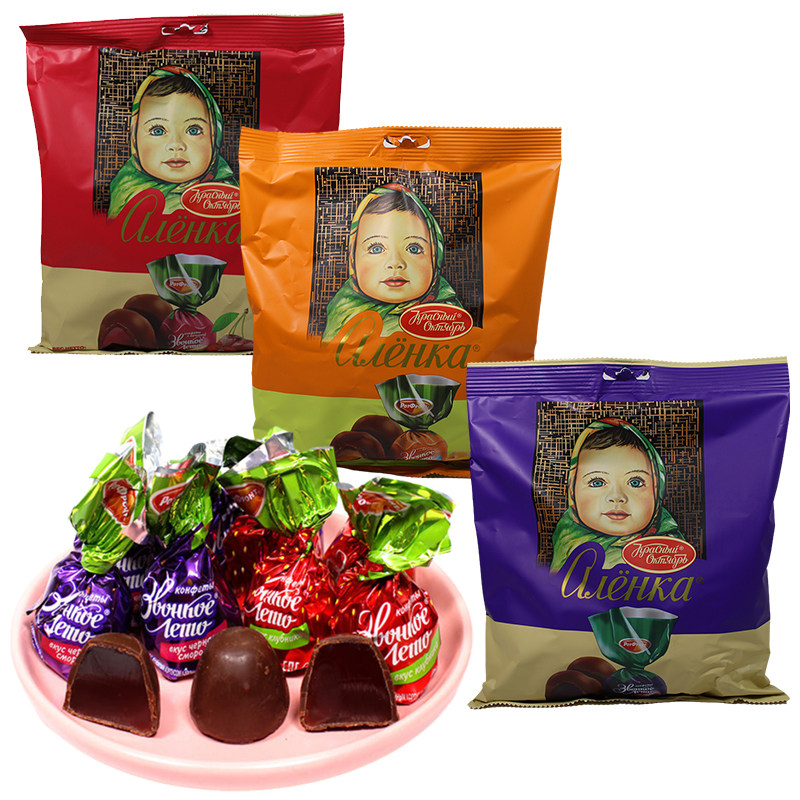 俄罗斯糖果巧克力夹心果冻糖进口牛轧糖袋装牛轧糖草莓黑加仑喜糖