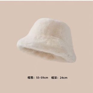 2025新款毛绒渔夫帽加厚保暖显脸小大头围百搭女冬季盆帽子防寒潮