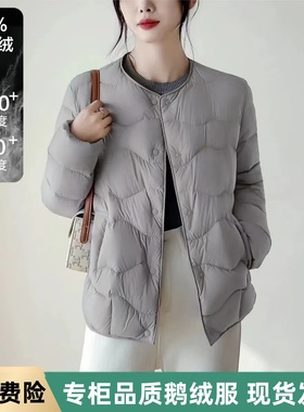 95白鹅绒羽绒服25新款火山岩蓄热三防轻薄款圆领可变V领YR0904226