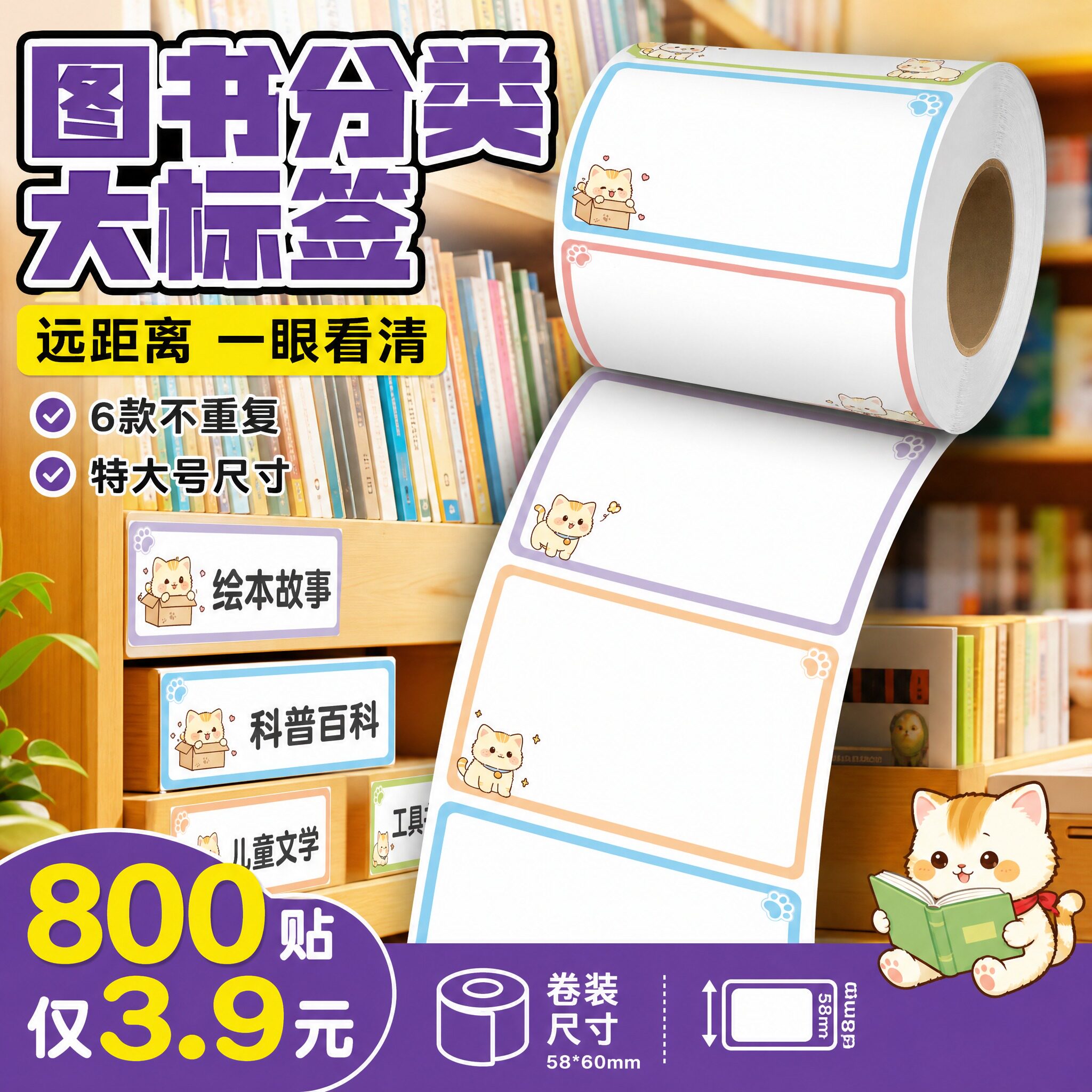 【800贴仅3.9元】图书分类大标签