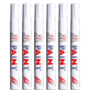 120支白色油漆笔工业不掉色油性记号笔大号工地大头笔加粗防水防油白笔粗头轮胎笔汽车用补漆划痕修复高光笔