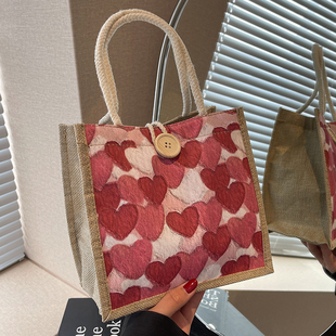 日系少女帆布手提包包女2023新款学生外出手拎便当包伴手礼礼品袋