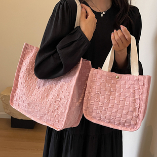 大容量通勤包包女2025新款 休闲帆布包大学生上课单肩包外出手提袋