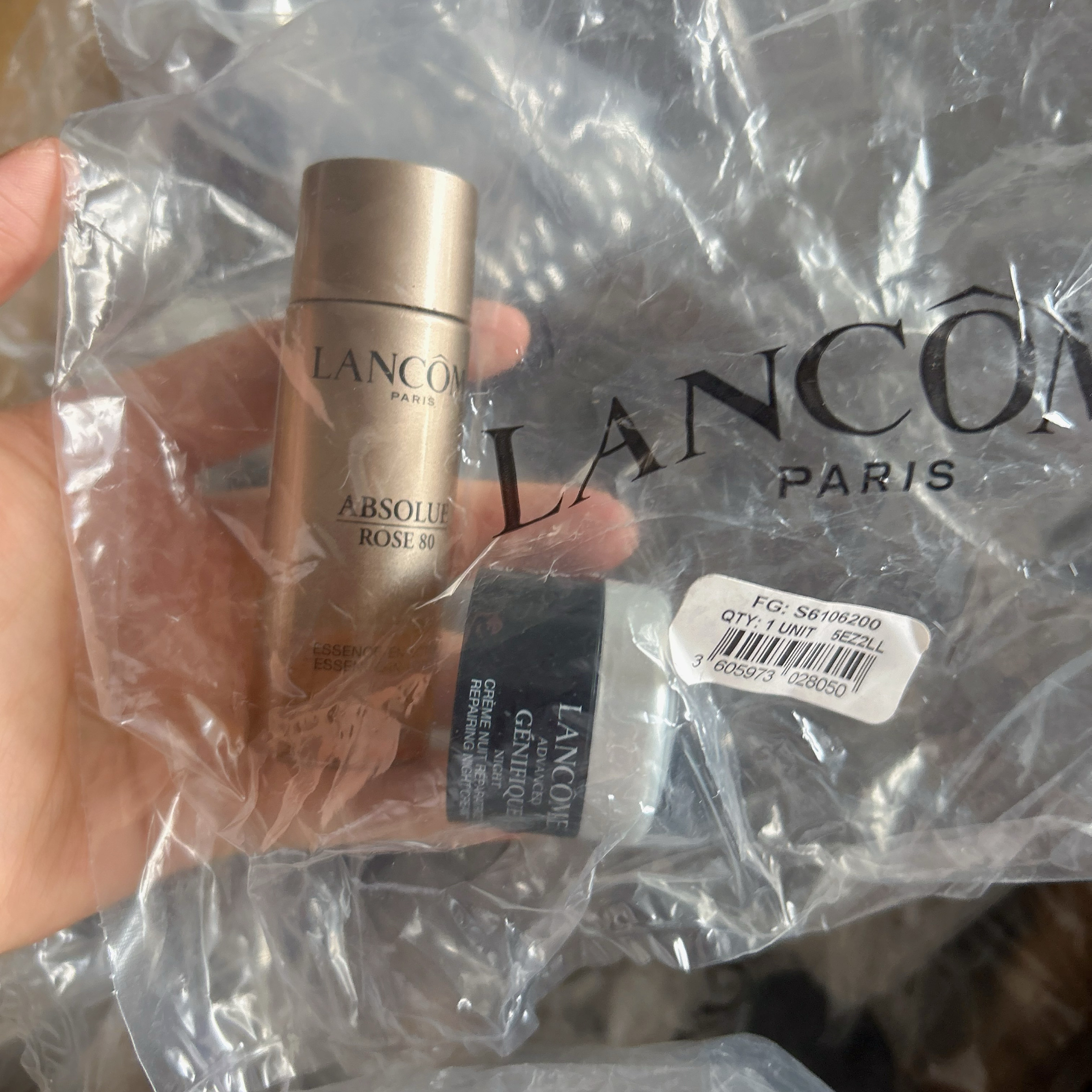 美版～兰蔻菁纯爽肤水30ml+小黑瓶晚霜5ml小样套装 旅行装