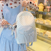 禾果2025波点蝴蝶结双肩包背包韩系初高中生书包便携旅游包潮流女