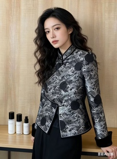 蒙古元素马甲日常装国风立领盘扣马甲女高端气质拼色民族风外套新