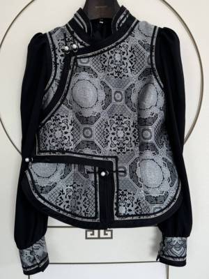 新款蒙古元素马甲纱袖女士上衣民族风日常生活装女装小外套春秋款