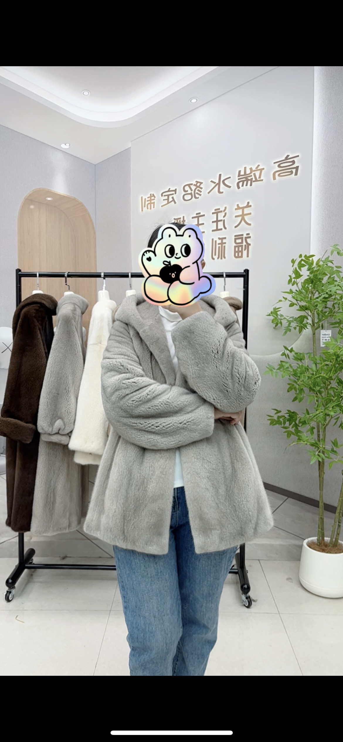 进口水貂皮草外套大衣紫标天鹅绒整貂年轻显瘦中短连帽款2024冬