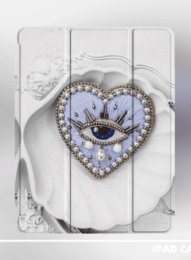 原创小众紫色艺术之眼适用2024款air6ipadpro11寸三折ipad壳防弯亚克力平板壳9代10.2寸air4/5mini6带笔槽